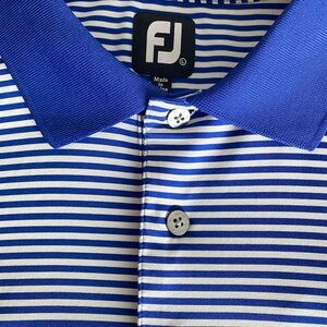 FootJoy Royal Blue and White Striped Polo